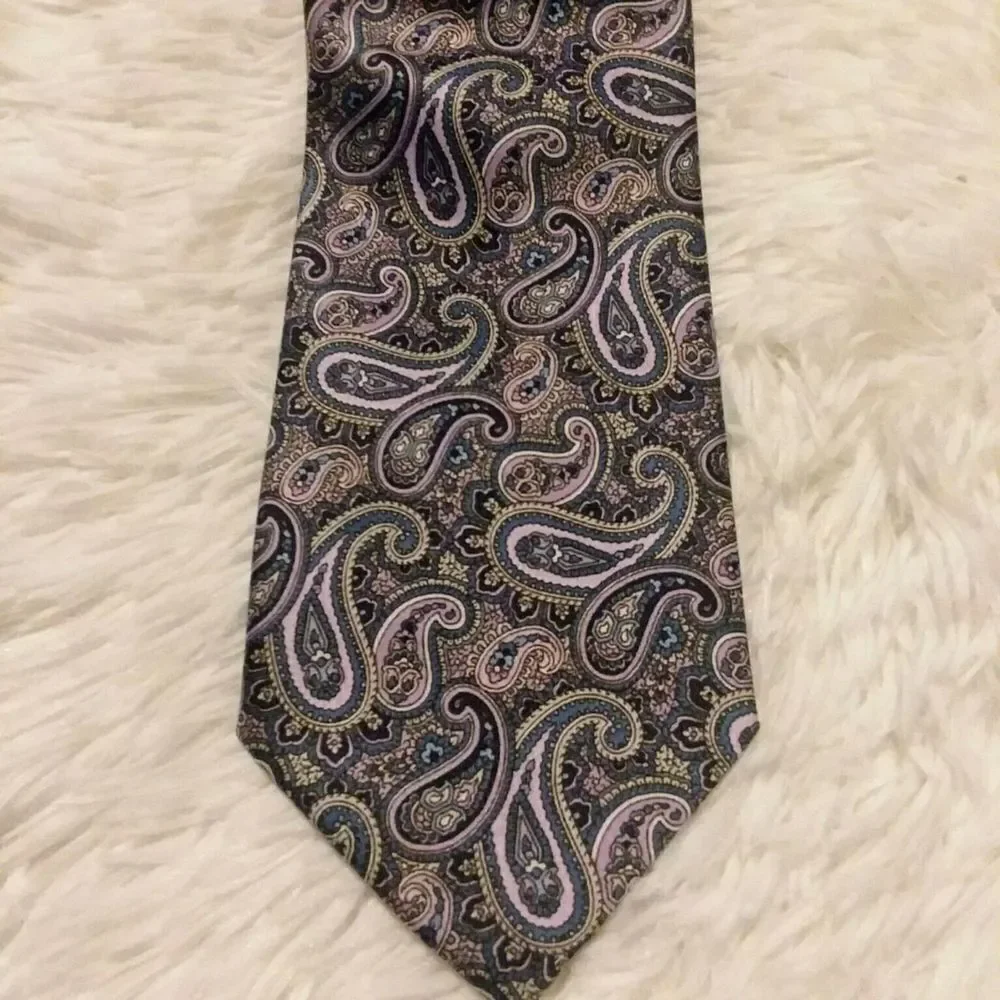 Pierre‎ Cardin Mens Necktie Blue & Purple Paisley
